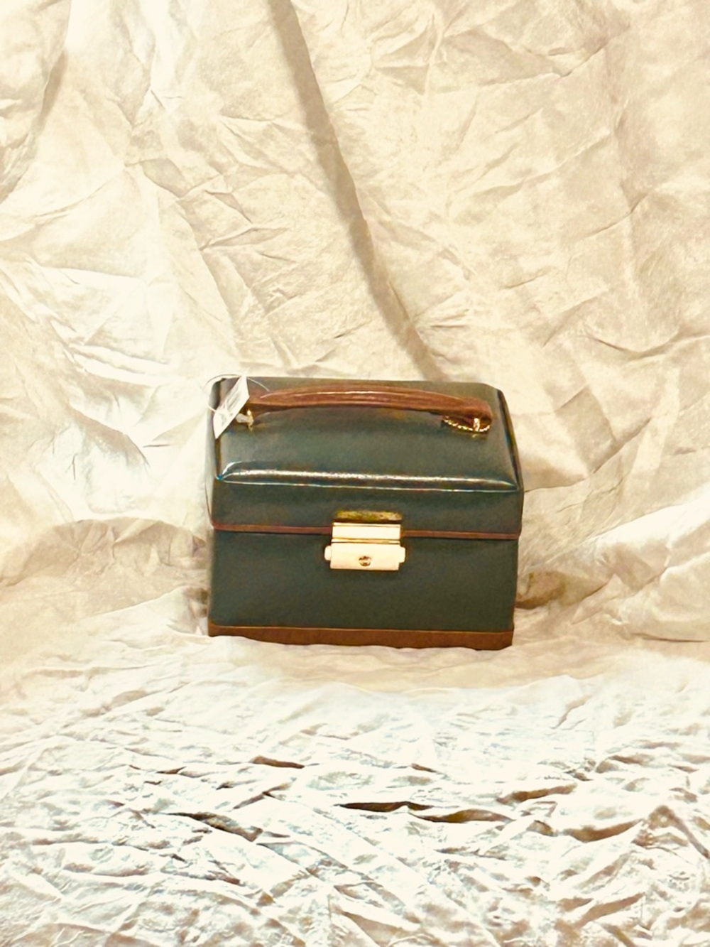 Wolf Designs Green Leather Travel Jewelry Case